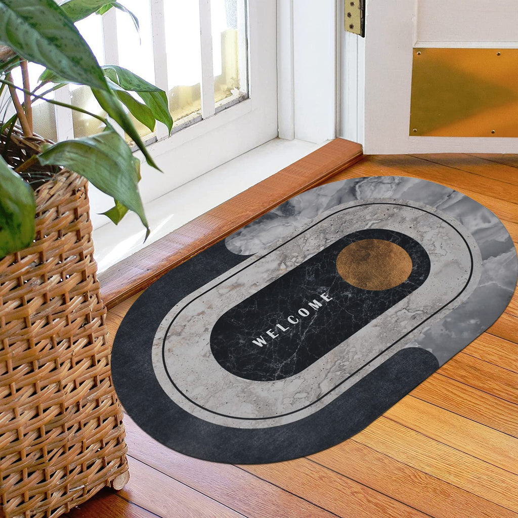 Modern Round Bath Mat | Soft Absorbent Non-Slip Floor Rug (Random Color)
