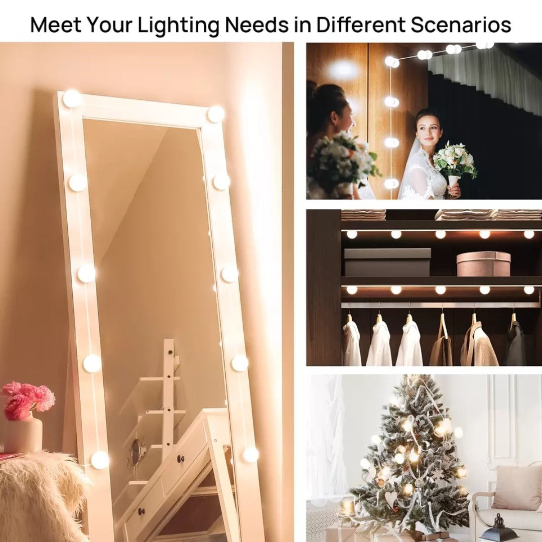 USB Vanity Mirror Lights | 10 Dimmable LED Bulbs for Makeup & Dressing Table
