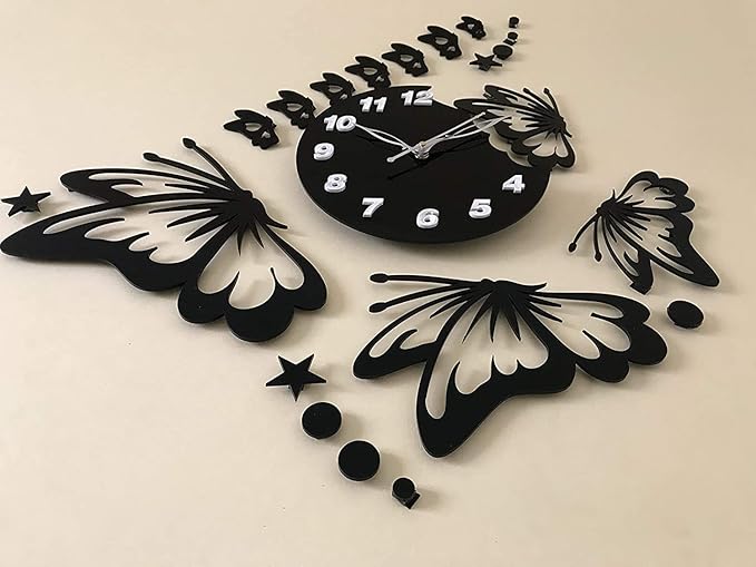 3D Butterfly Wooden Wall Clock | Modern Decorative Home Décor