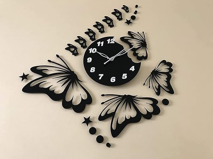 3D Butterfly Wooden Wall Clock | Modern Decorative Home Décor