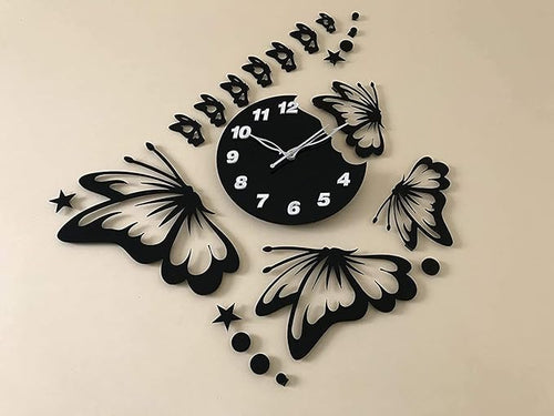 3D Butterfly Wooden Wall Clock | Modern Decorative Home Décor