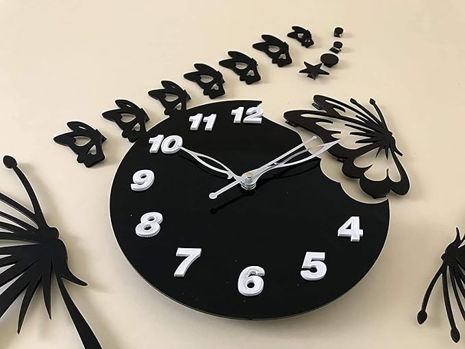 3D Butterfly Wooden Wall Clock | Modern Decorative Home Décor