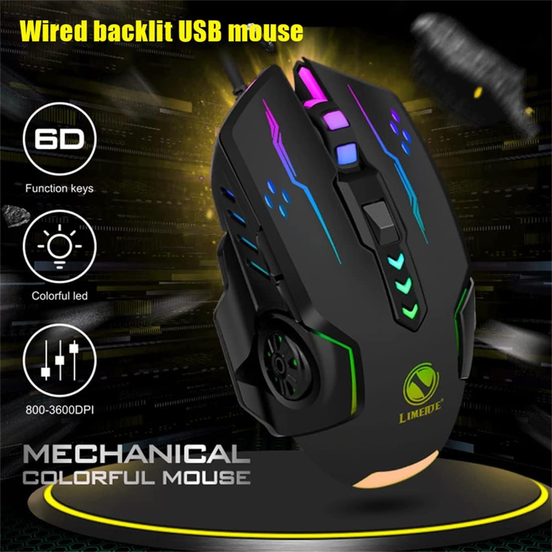 E-Sports RGB Gaming Mouse – Colorful LED Lighting for PC