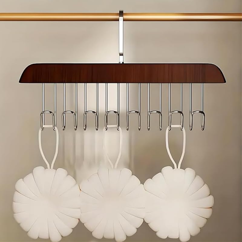 8-Hook Wooden Hanger | 360° Rotating Tie & Belt Organizer