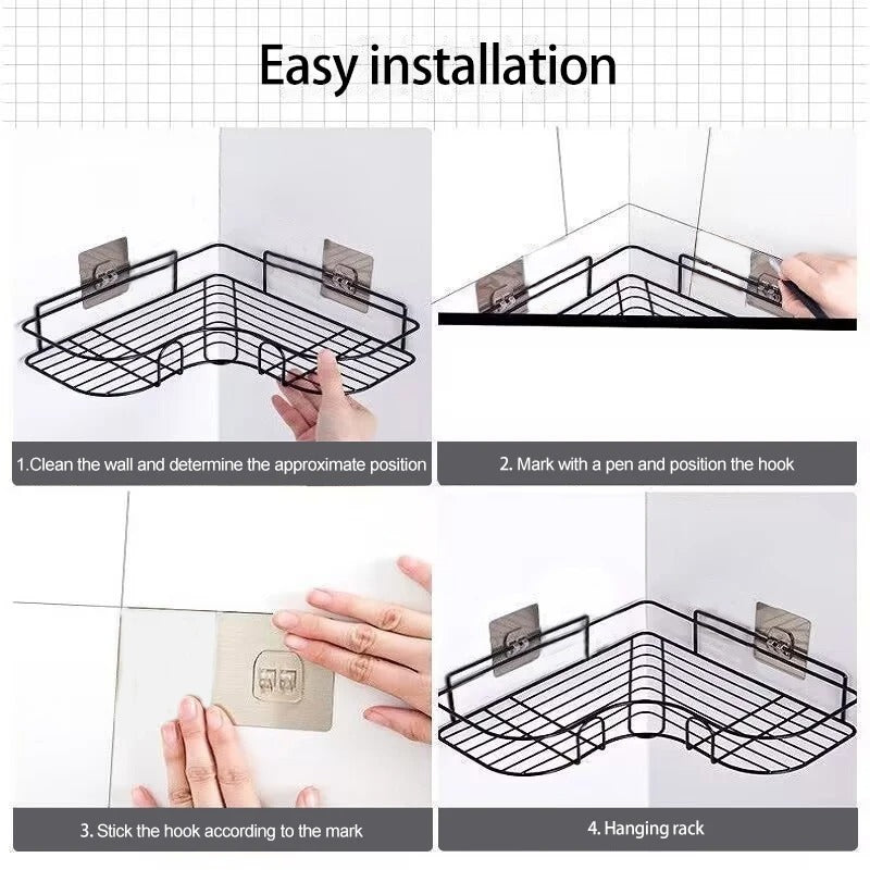 Premium Rustproof Bathroom Corner Storage Organizer – Shower, Bathtub & Toilet Shelf with Screw Mount