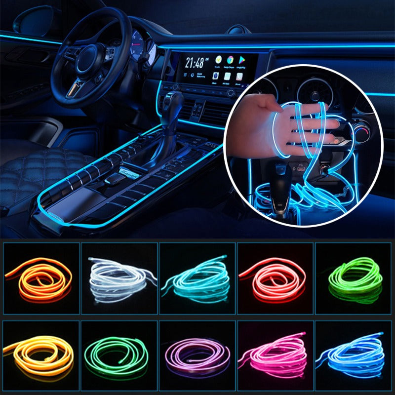 Car Interior Decorative Light Strip | 3M Flexible Neon EL Wire (Random Color)