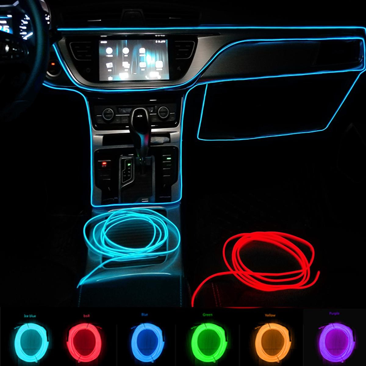 Car Interior Decorative Light Strip | 3M Flexible Neon EL Wire (Random Color)