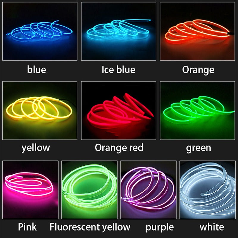 Car Interior Decorative Light Strip | 3M Flexible Neon EL Wire (Random Color)