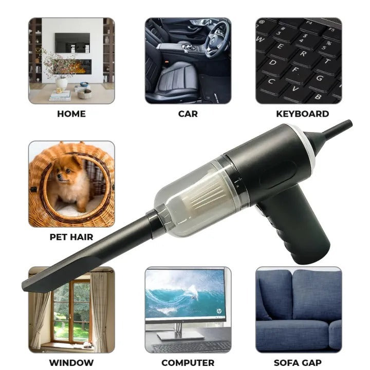 3-in-1 Portable Wireless Vacuum Cleaner | Air Duster, Blower & Air Pump | Powerful Suction for Car, Home & Laptop