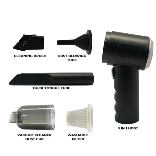 3-in-1 Portable Wireless Vacuum Cleaner | Air Duster, Blower & Air Pump | Powerful Suction for Car, Home & Laptop