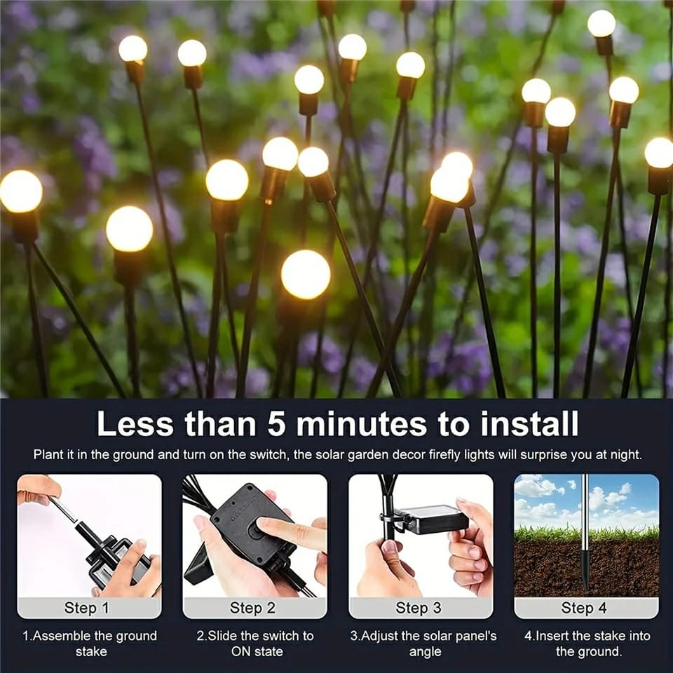 Solar Firefly Garden Lights | Waterproof Outdoor Decorative Lights (Warm White)
