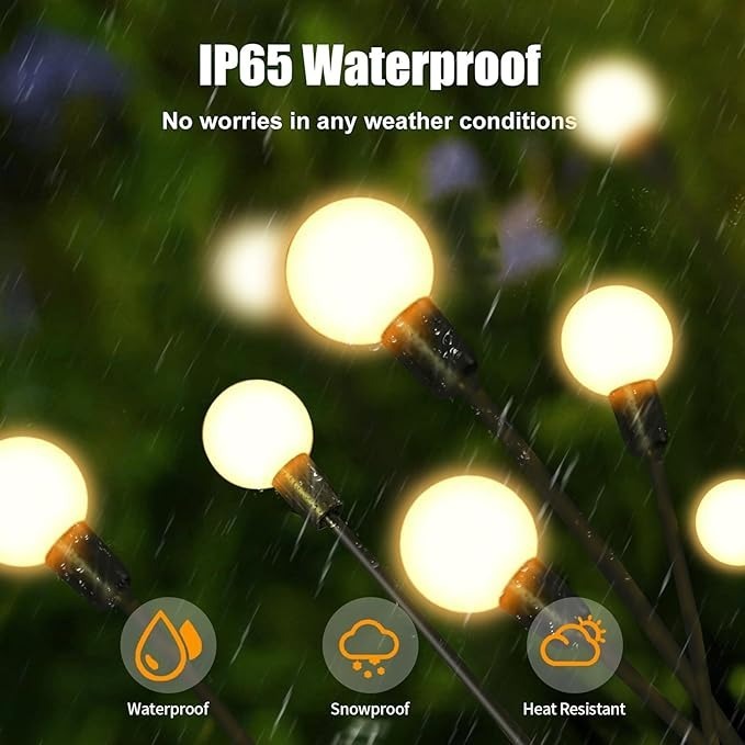 Solar Firefly Garden Lights | Waterproof Outdoor Decorative Lights (Warm White)