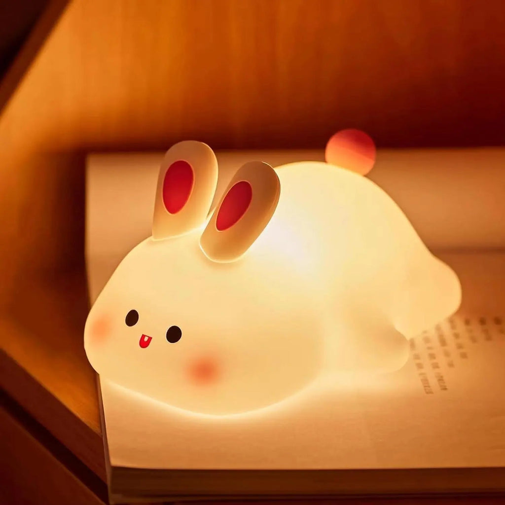 Cute Rabbit Silicone Night Light | Soft-Touch LED Lamp for Kids & Home Décor