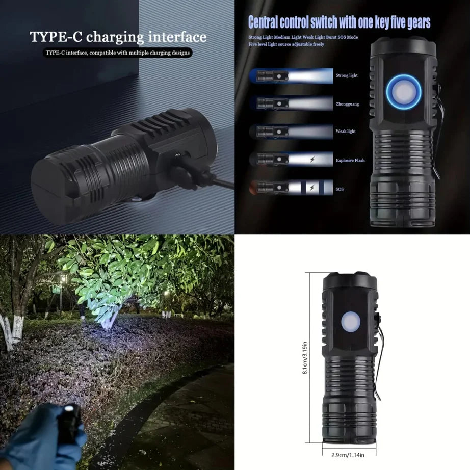 Rechargeable 3-LED Mini Flashlight | Portable Emergency Touch Light