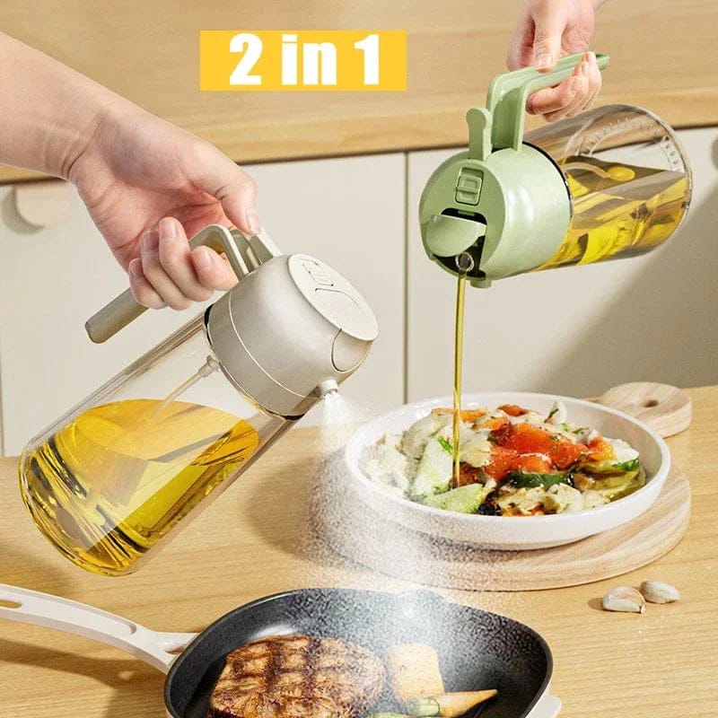 2-in-1 Oil Sprayer & Pourer Bottle | Cooking Oil Dispenser for Kitchen, Baking & BBQ