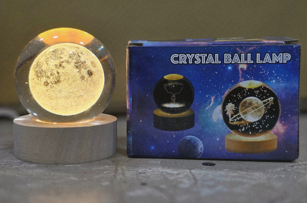 USB LED Galaxy Crystal Ball Lamp | 3D Moon Night Light & Decorative Home Décor