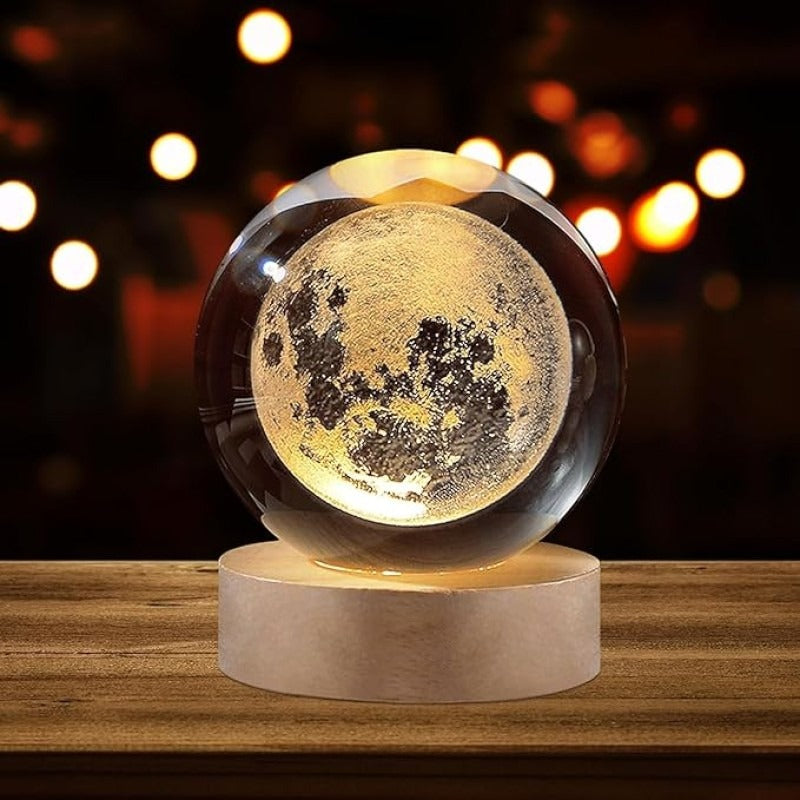 USB LED Galaxy Crystal Ball Lamp | 3D Moon Night Light & Decorative Home Décor