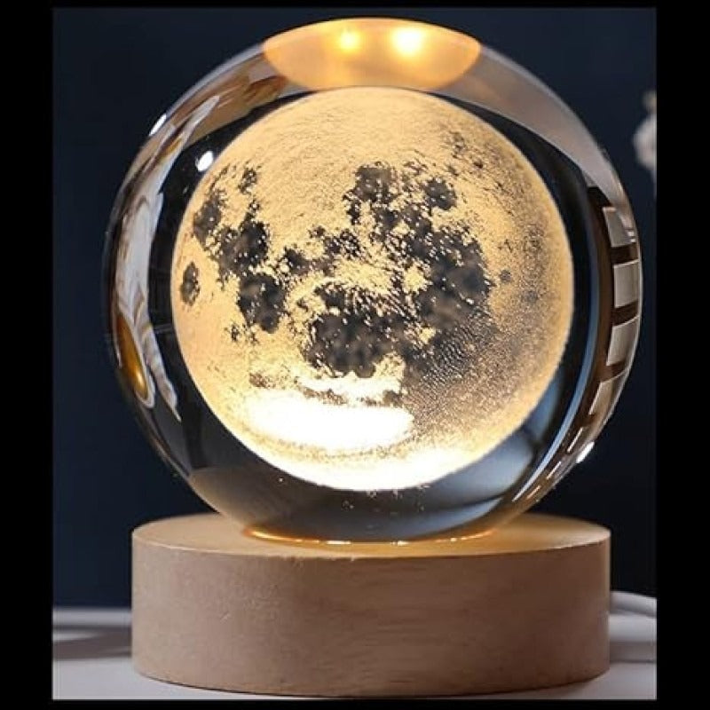 USB LED Galaxy Crystal Ball Lamp | 3D Moon Night Light & Decorative Home Décor