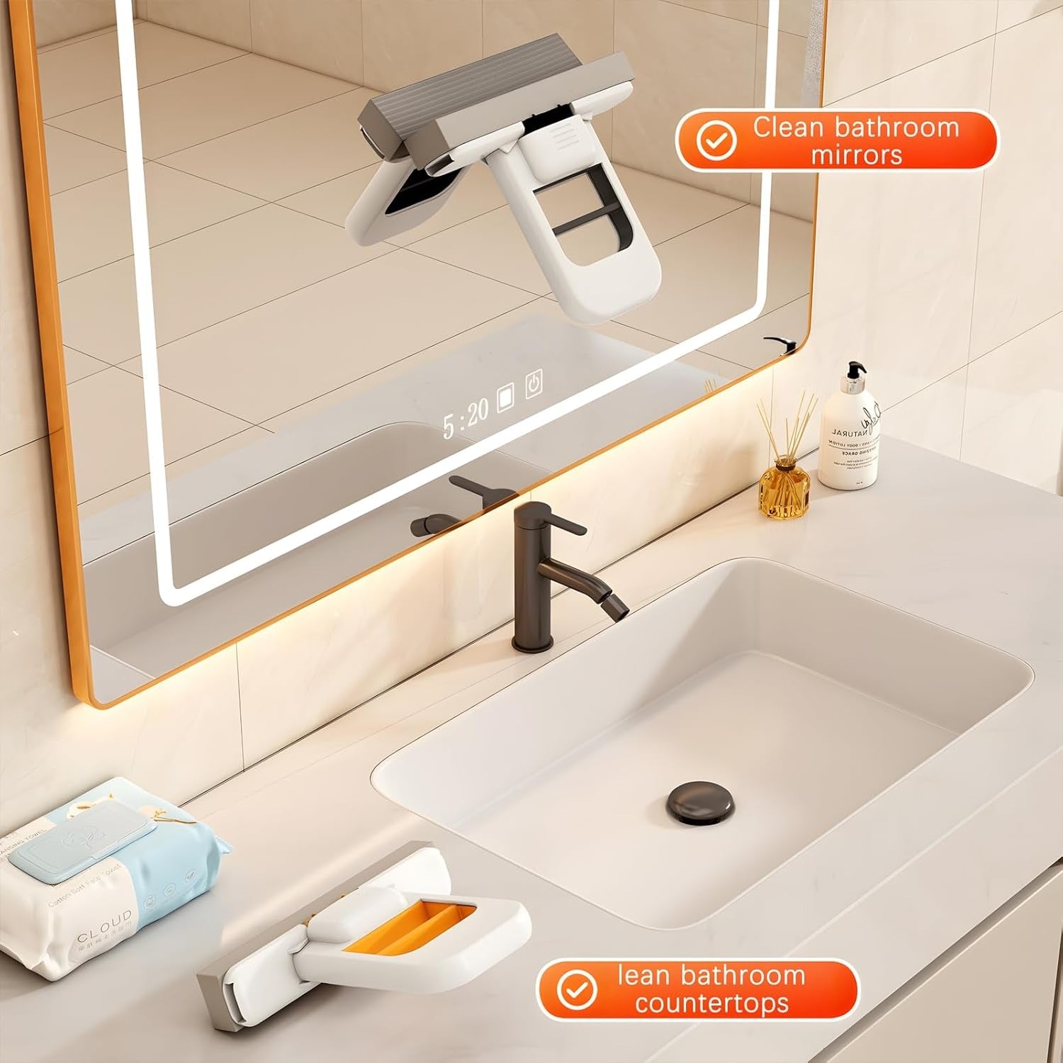 Mini Foldable Desktop Mop | Portable Sponge Cleaner for Bathrooms, Tiles & Small Spaces