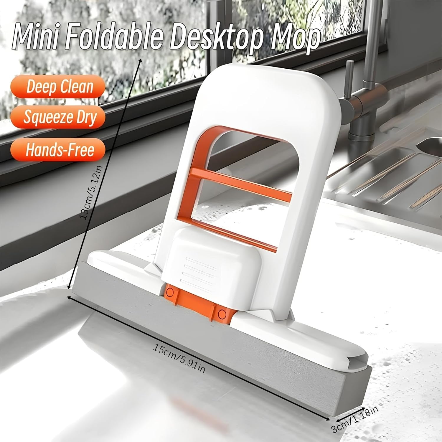 Mini Foldable Desktop Mop | Portable Sponge Cleaner for Bathrooms, Tiles & Small Spaces