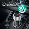 Sabawoon S134 60W PD Car Charger | Dual USB & Type-C Fast Charging Adapter