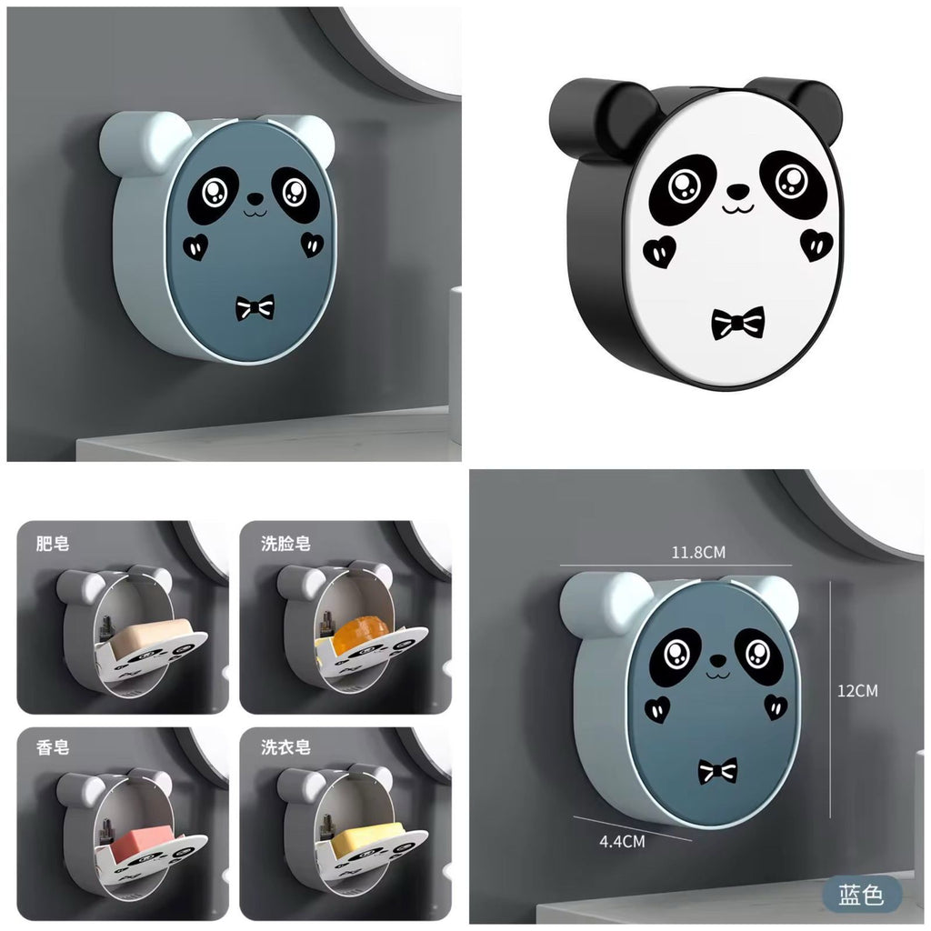 Cute Panda Wall-Mount Soap Dish Holder – Punch-Free Bathroom & Kitchen Rack (Random Color)