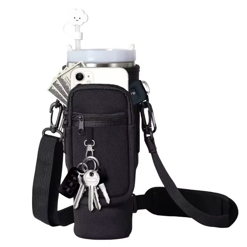 Tumbler Bottle Carrier Bag | Portable Protective Sleeve with Adjustable Shoulder Strap (Random Color)