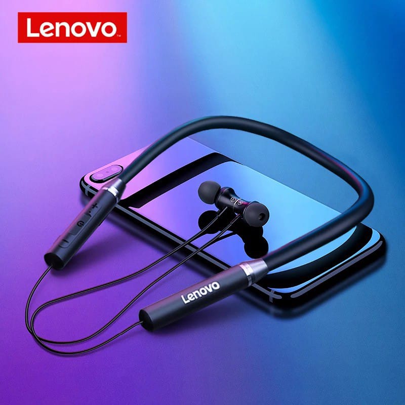 Lenovo HE05X Bluetooth Neckband Earphones – Magnetic Sports Earbuds with HD Stereo Sound & Built-in Mic