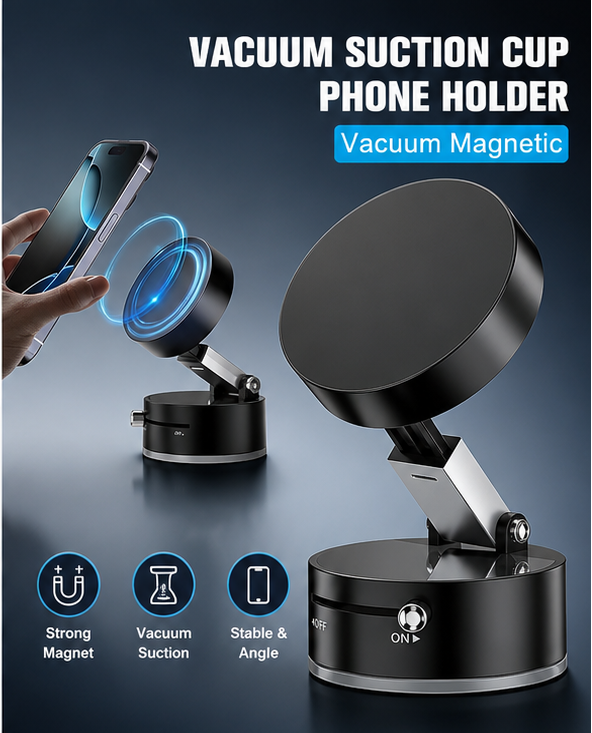 360° Magnetic Car Phone Holder | Strong Suction Dashboard Mount for All Smartphones
