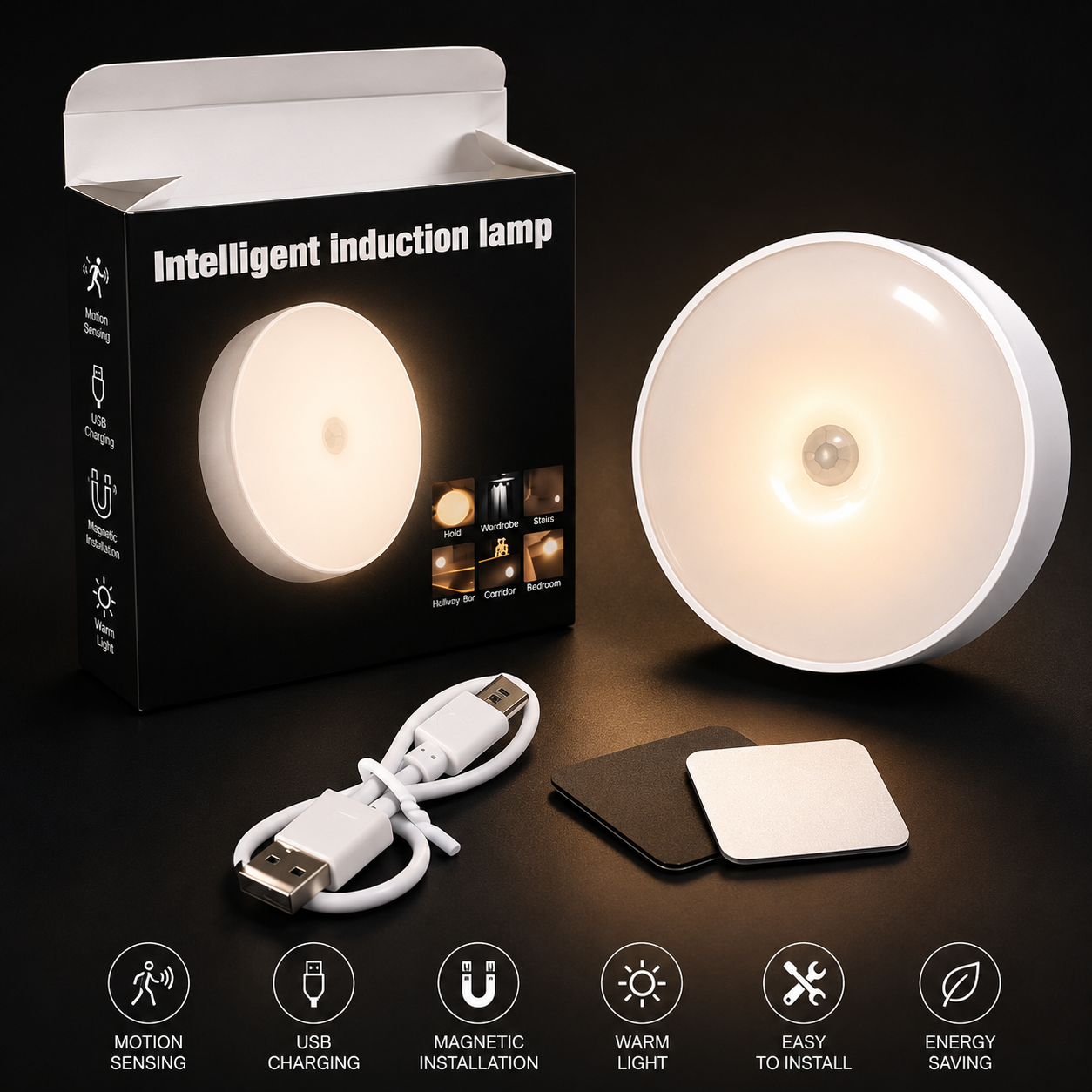 Smart Motion Sensor LED Night Light | Rechargeable Wireless Induction Lamp