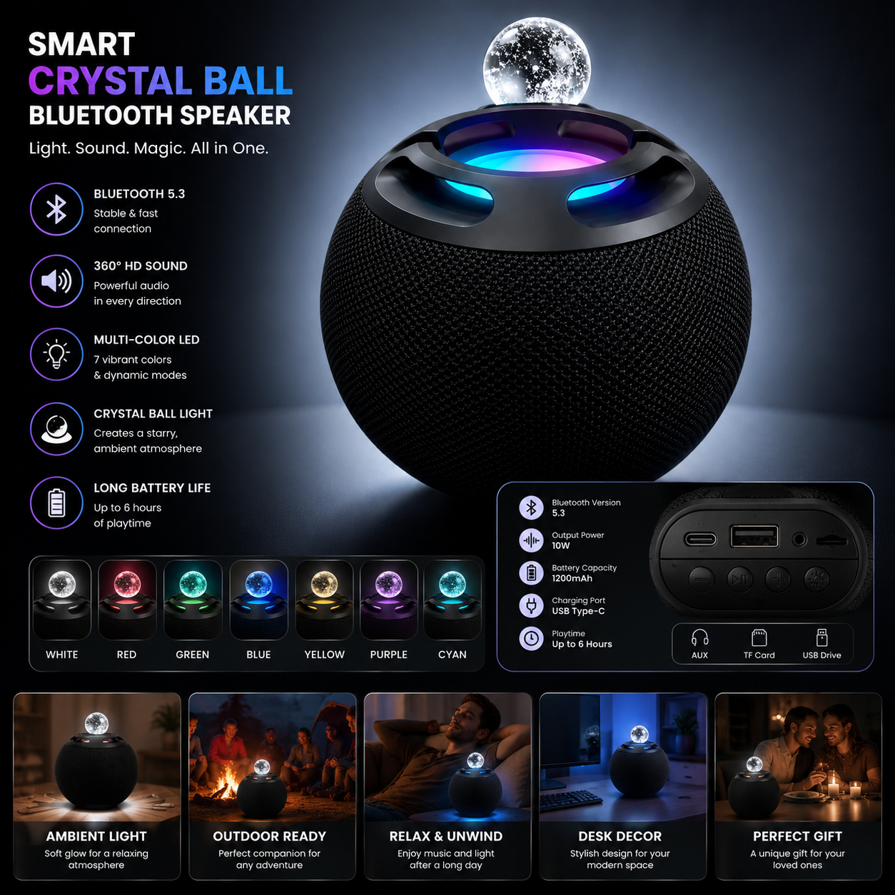 K Board Bluetooth Speaker – Rechargeable LED Waterproof Bass Speaker