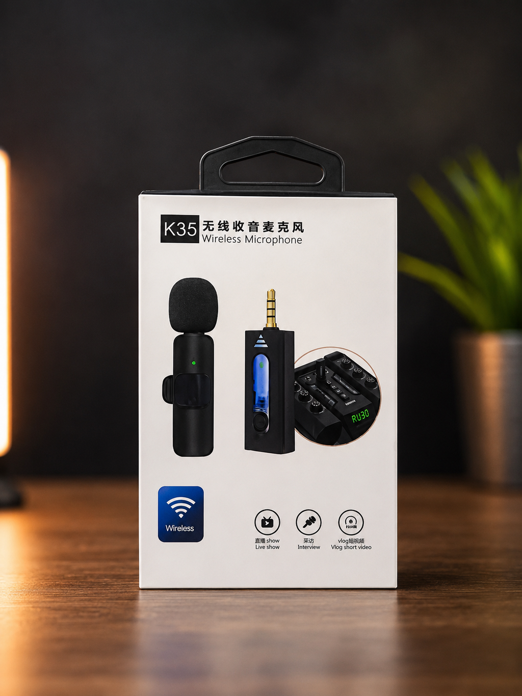 K35 Wireless Clip Mic – 2.4GHz for Recording & Vlogging