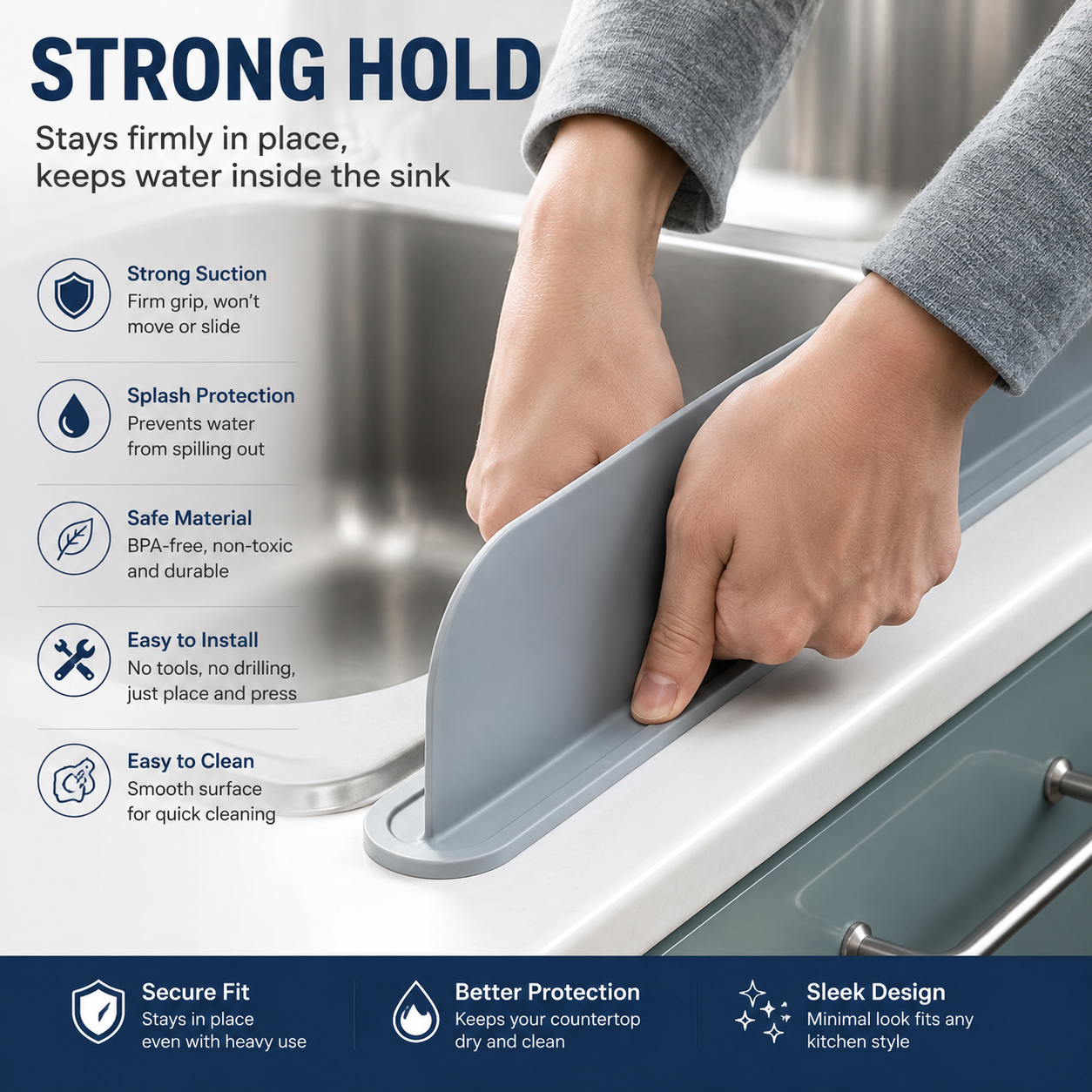 Silicone Sink Splash Protector | Flexible Water Barrier (Random Color)